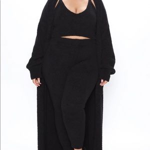 Fashionova cozy fluffy 3 piece lounge set Fuzzy robe three piece set